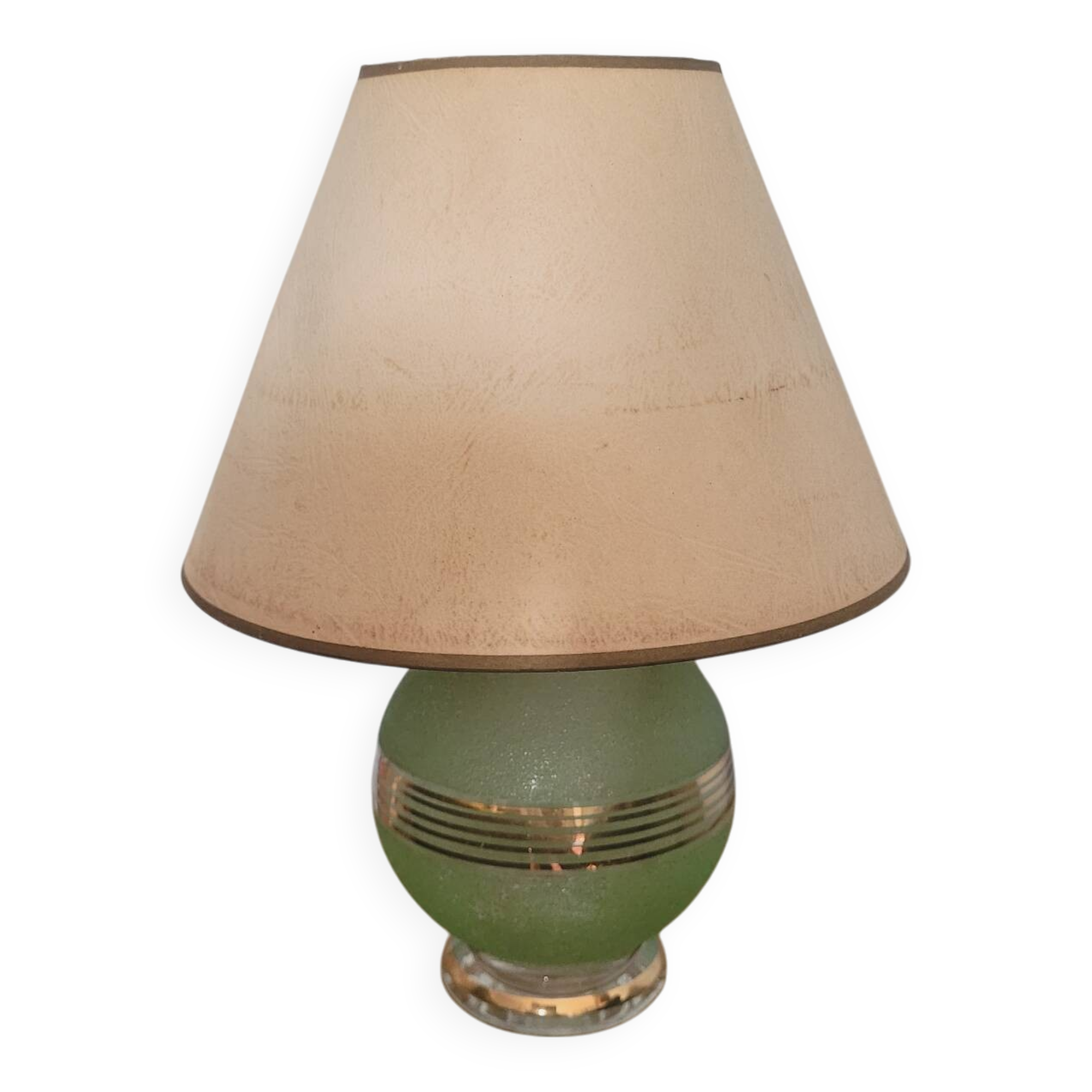 50s lamp with granite glass and gold trim