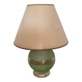 Lampe en verre granité vert et doré, 1950