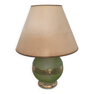 Lampe en verre granité vert et doré, 1950