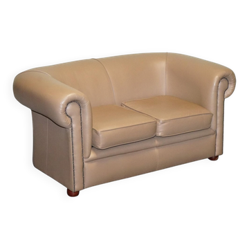 Canapé Deux Places Chesterfield Andrew Muirhead Vintage en Cuir Tanné