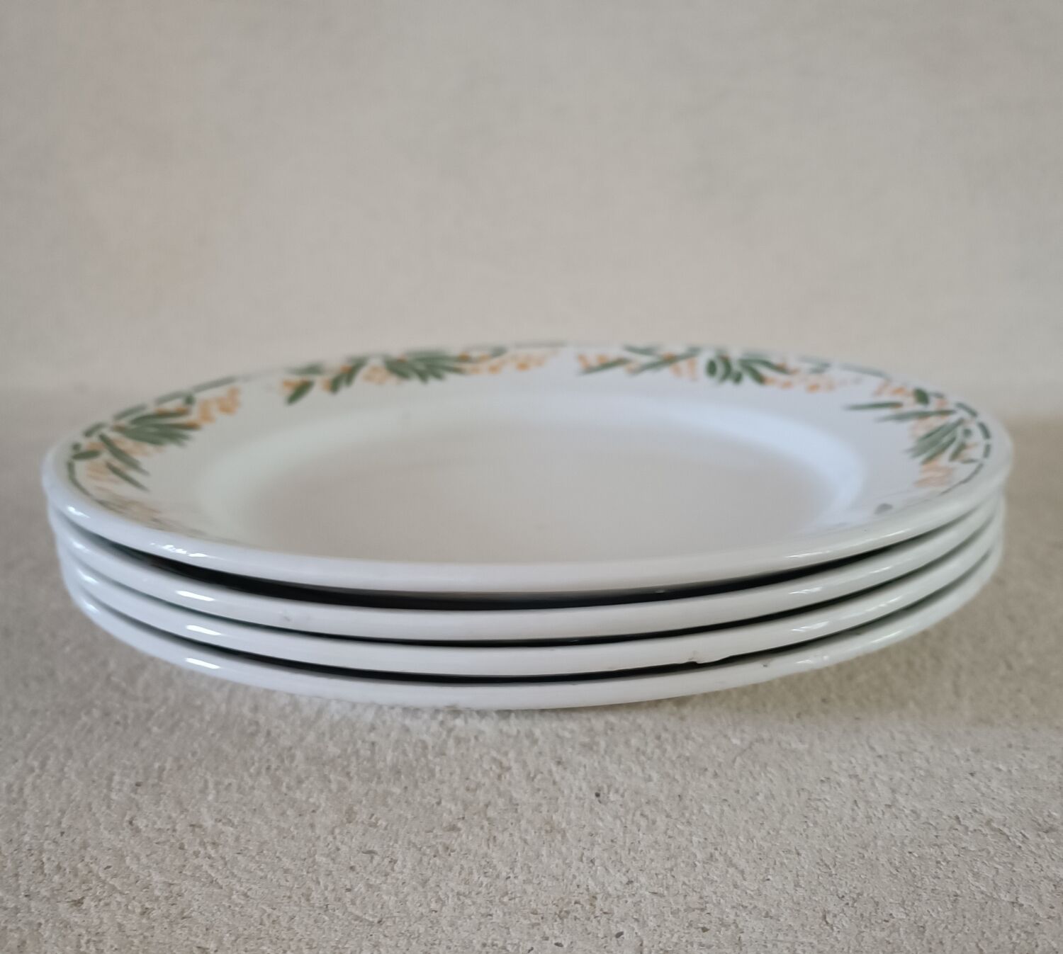 4 plates iron earth Mimosa Creil-Montereau