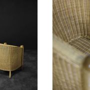 Vintage Mid-Century Italian Modern Boho Rattan Barrel Chair, 1970s