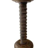 Antique pedestal table, column base, press screw, handcrafted piece.