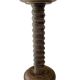 Antique pedestal table, column base, press screw, handcrafted piece.
