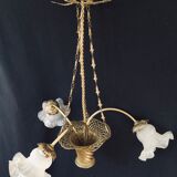 3-light Bronze Basket Chandelier