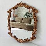 Vintage Florentine mirror from the 60s, golden resin, Italy, 37 x 29 cm