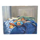 Oil on canvas 20th century, still life painting.
