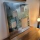 Wall light by Angelo Brotto, polished steel and Murano glass.
