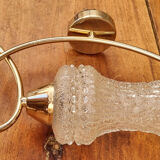 Pair of vintage brass and chiseled glass sconces - 50s