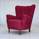 1960s, Danish armchair, furniture wool, beech wood logs.