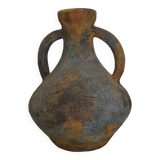 Vintage textured ceramic handle vase