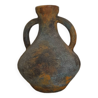 Vase à anse céramique texturée vintage