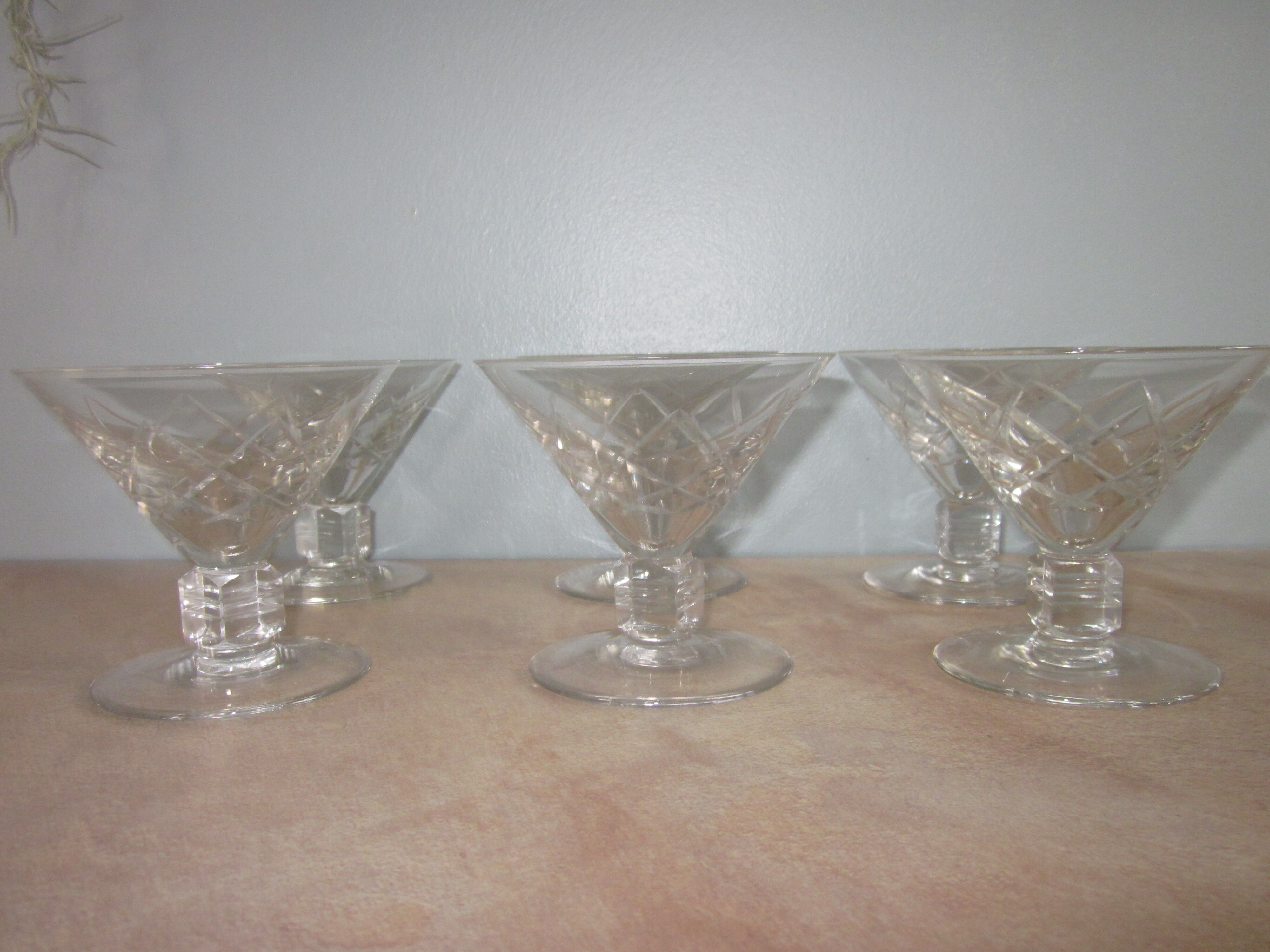 6 old champagne glasses