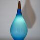 Suspension Holmegaard  grand modele en verre soufflé bleu et teck, Danemark, Poulsen