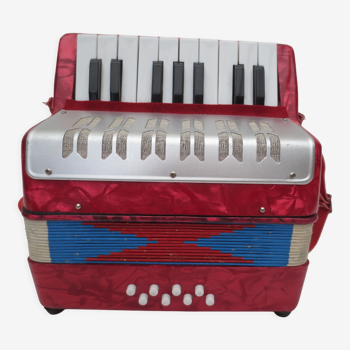 Children's accordion brand e:yuirc , marbled red color