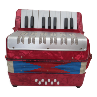 Children's accordion brand e:yuirc , marbled red color