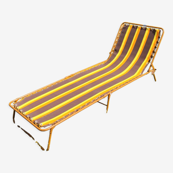 Lit de camp, bain de soleil vintage