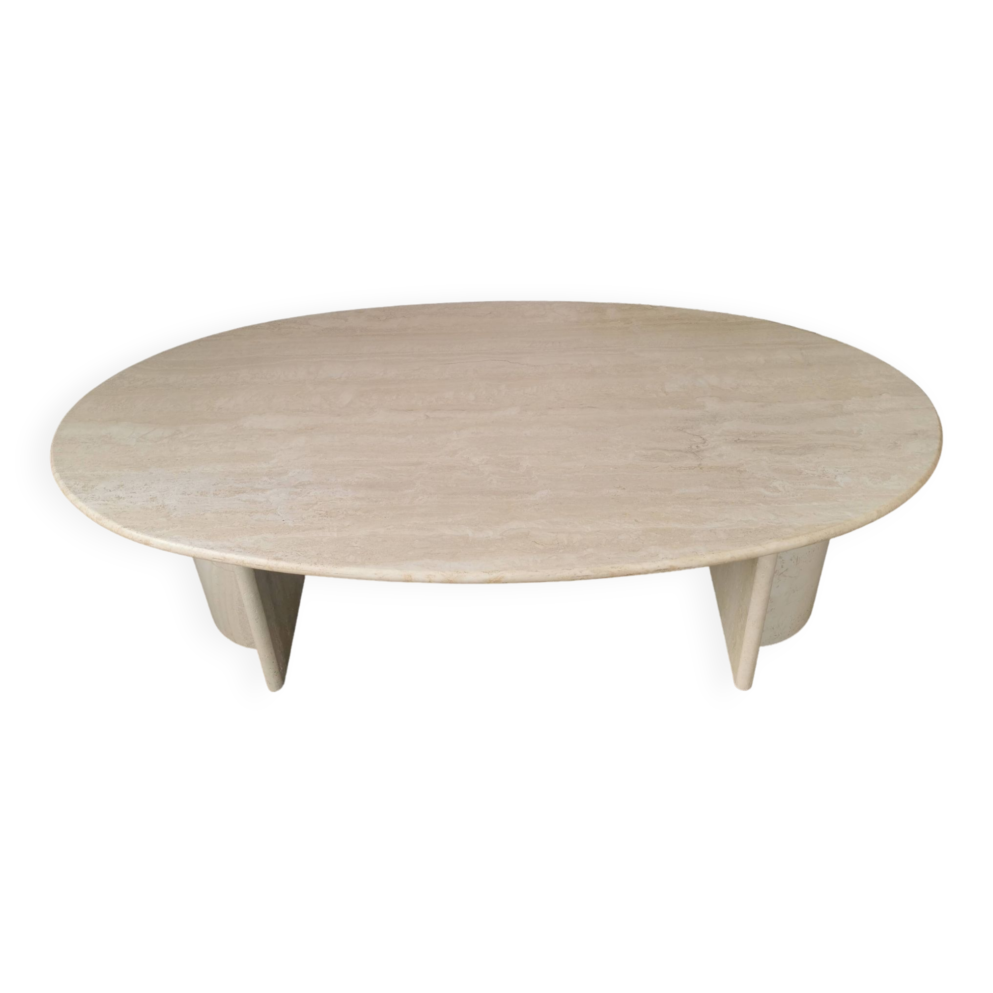 Oval coffee table in travertine, marble from the 70s/80s