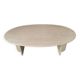 Oval coffee table in travertine, marble from the 70s/80s