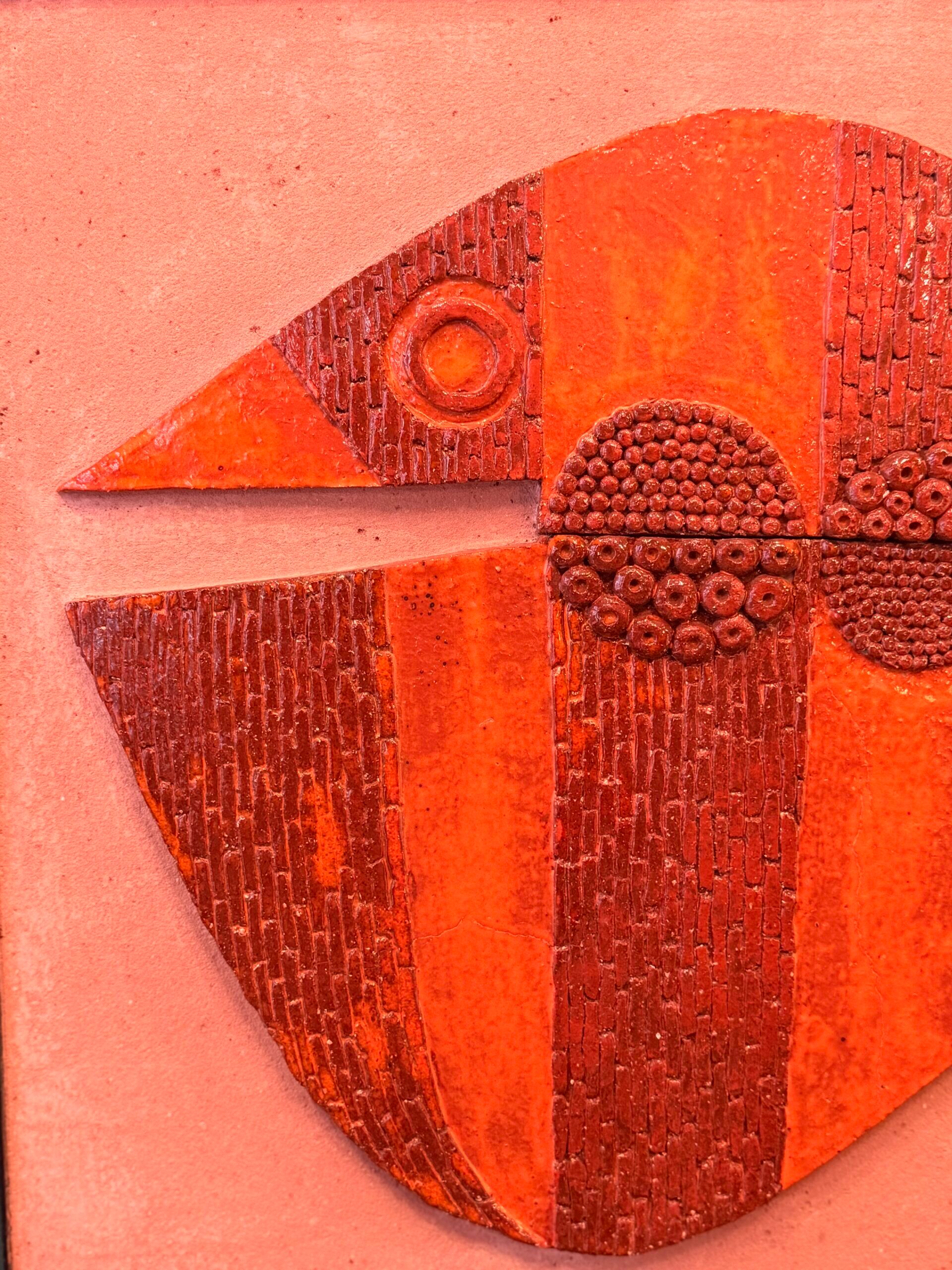 Large ceramic wall panel, stylised fish – 1960s