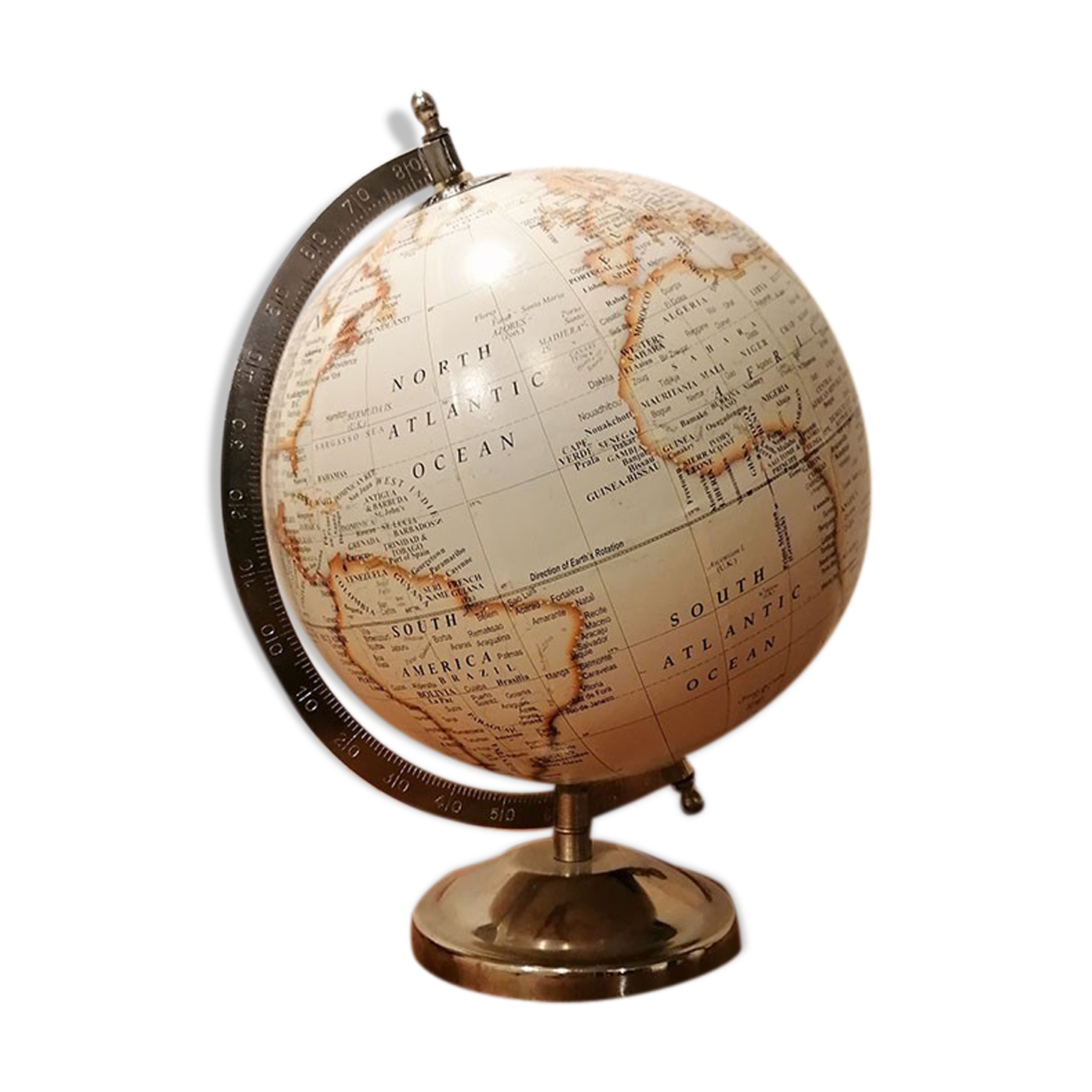 Earth globe, metal base, 1970s