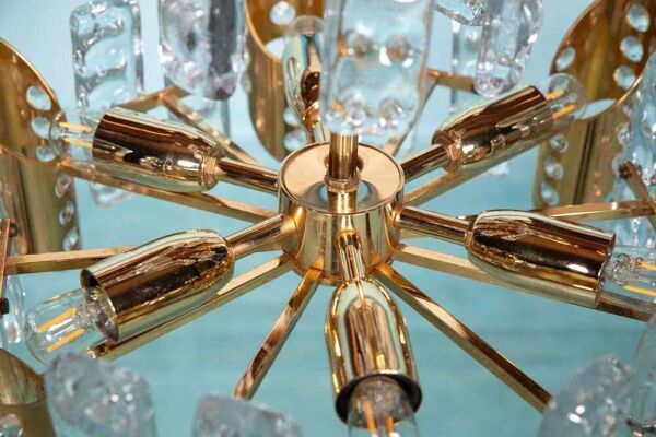 Suspension en cristal doré Midcentury Orrefors, Fagerlund