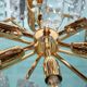 Midcentury gold crystal suspension by Orrefors, Fagerlund
