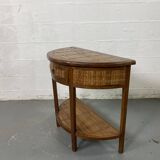 Side table in half-moon wood and bamboo