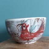 Empty pocket bowl signed Le Murier Gustave and Micheline Reynaud, Vallauris