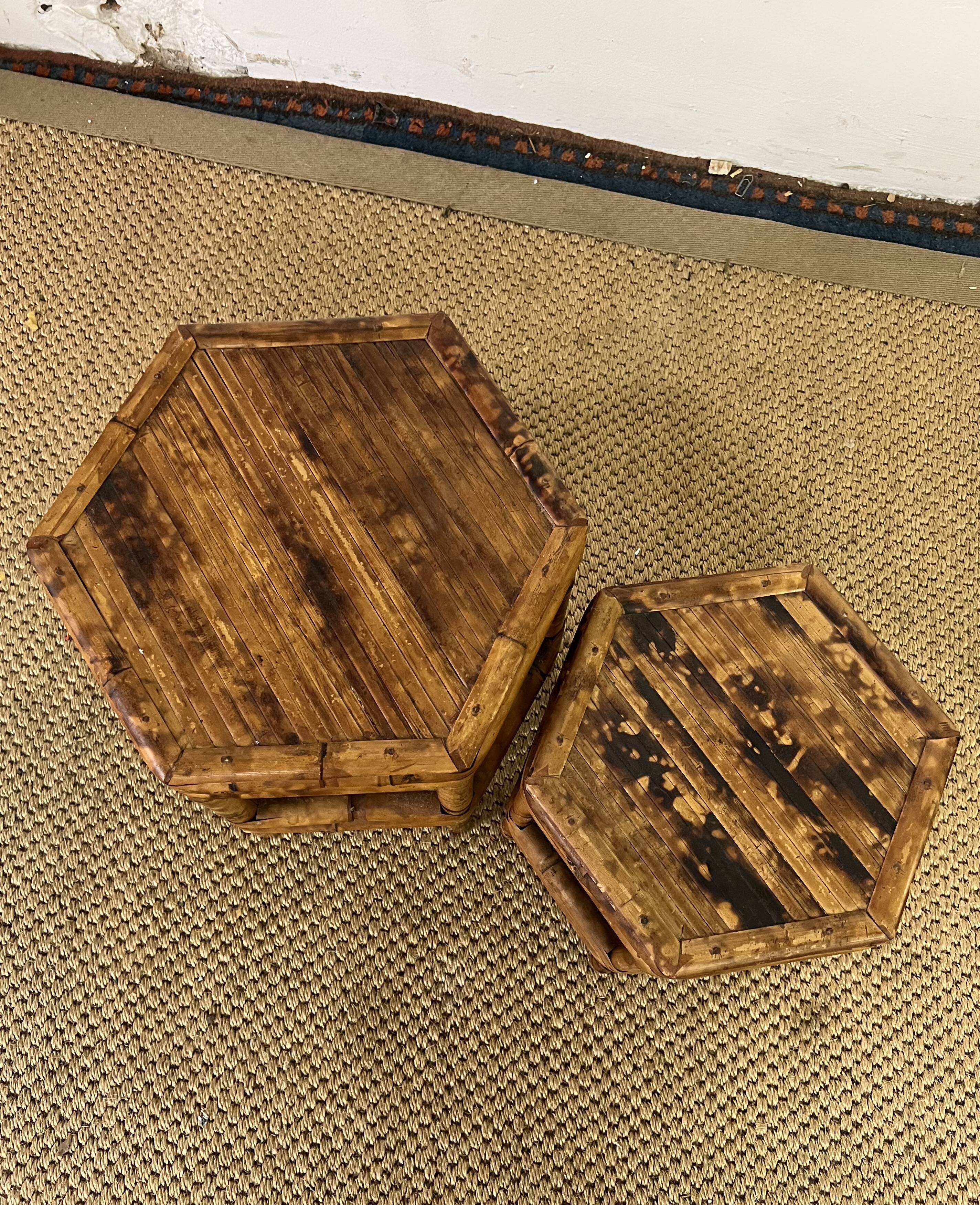 Pair of small side tables / Rattan sofa ends