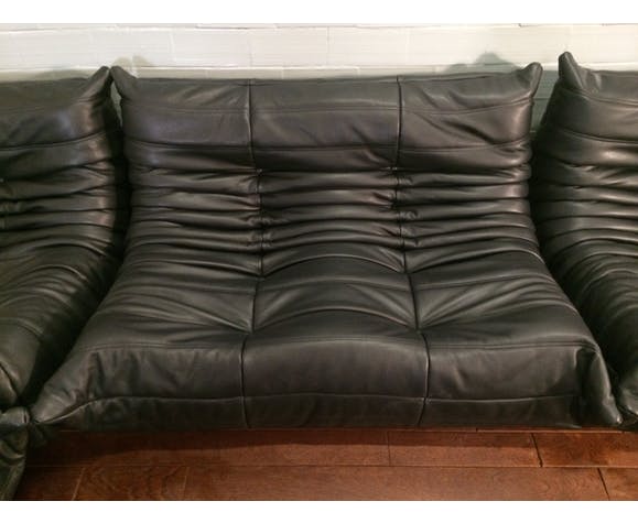 Set of 3 "Togo" leather designed by Michel Ducaroy 1973