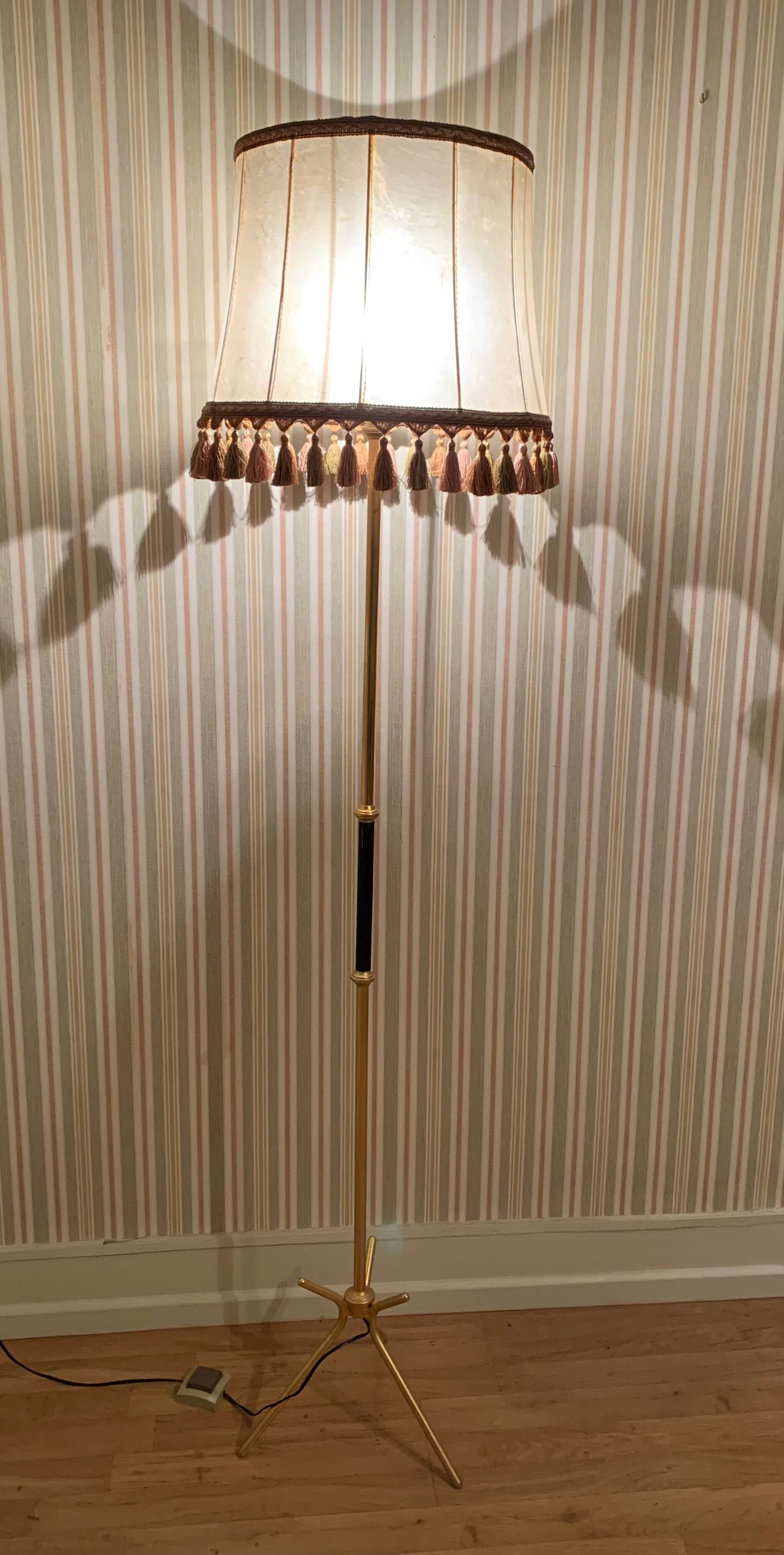 Tripod floor lamp brass