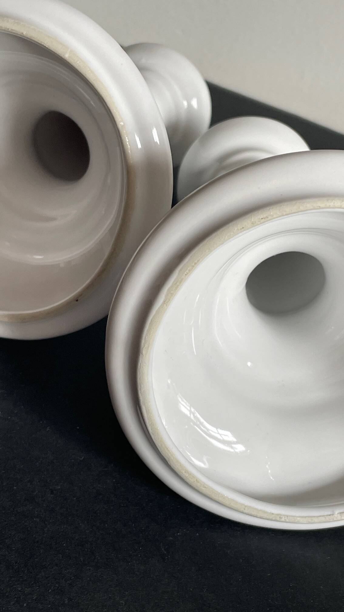 Antique White Ceramic Candlesticks