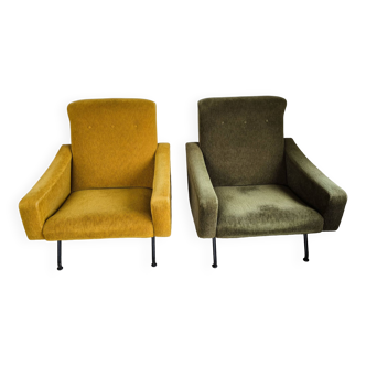 Pair of "Galion" model armchairs created by Gilbert Steiner, Steiner editions., 1955