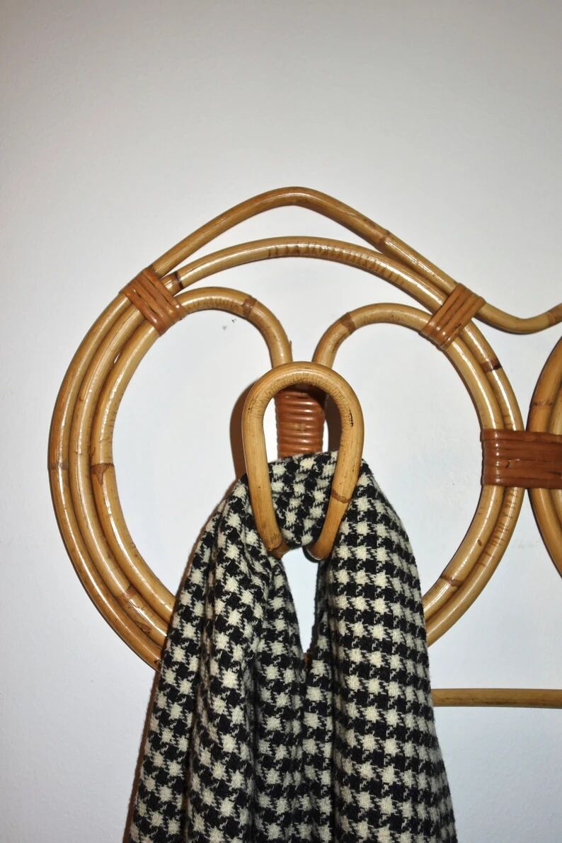 Porte manteau mural par Franco Albini en rotin et bambou, Italie 1960's