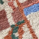 Moroccan Berber carpet Beni ouarain ecru with colorful abstract patterns 255x170cm