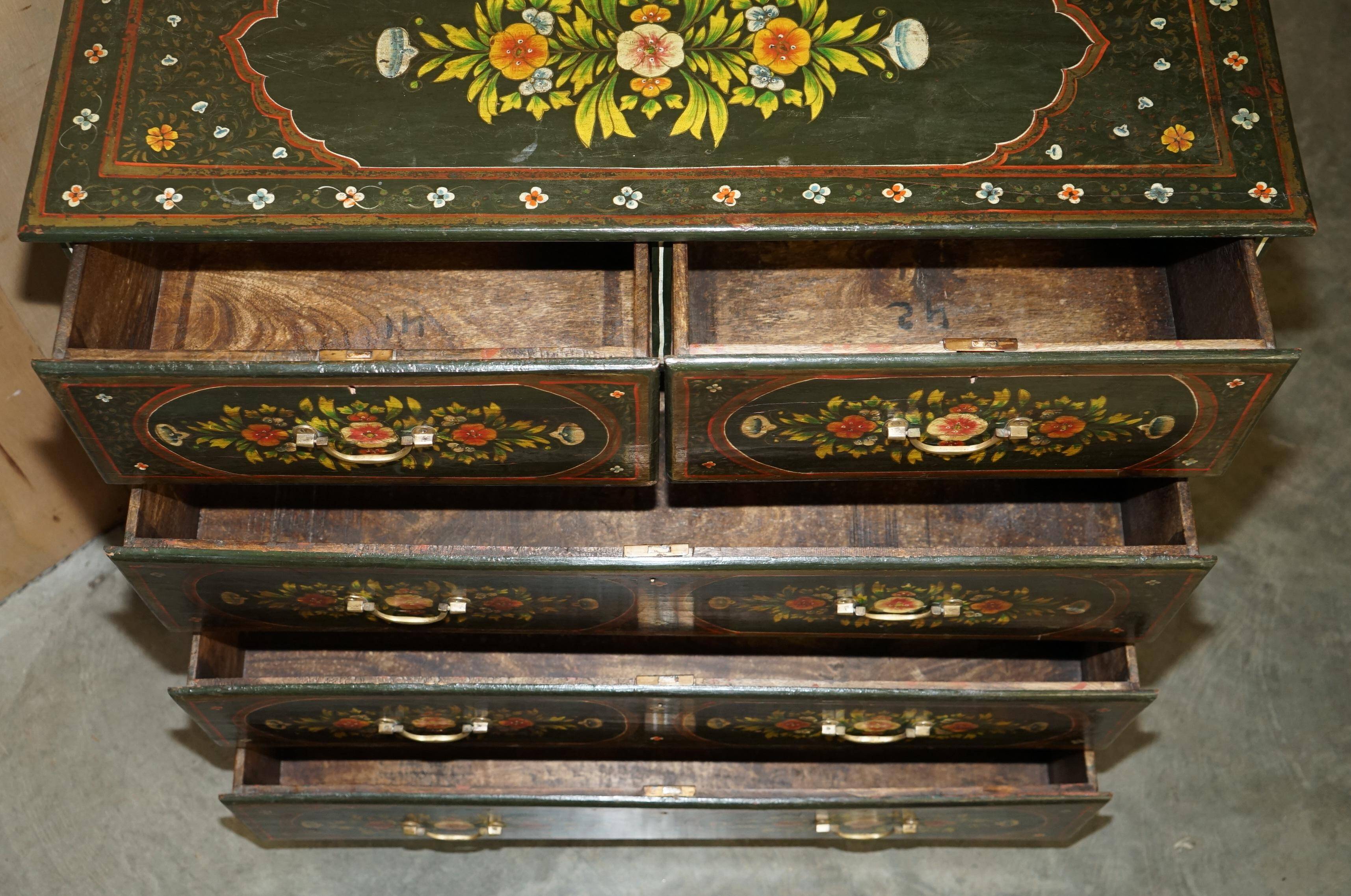 Antique Swedish commode hand-painted, two drawers out of three.