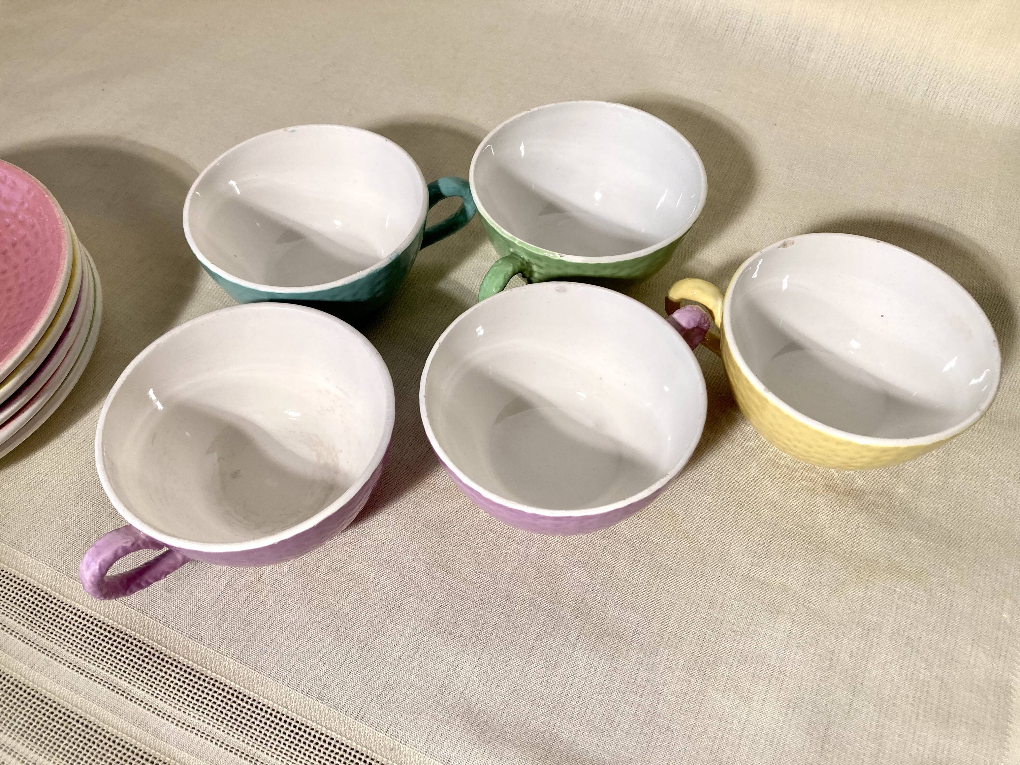 5 cups and vintage coffee saucers Digoin & Sarguemines