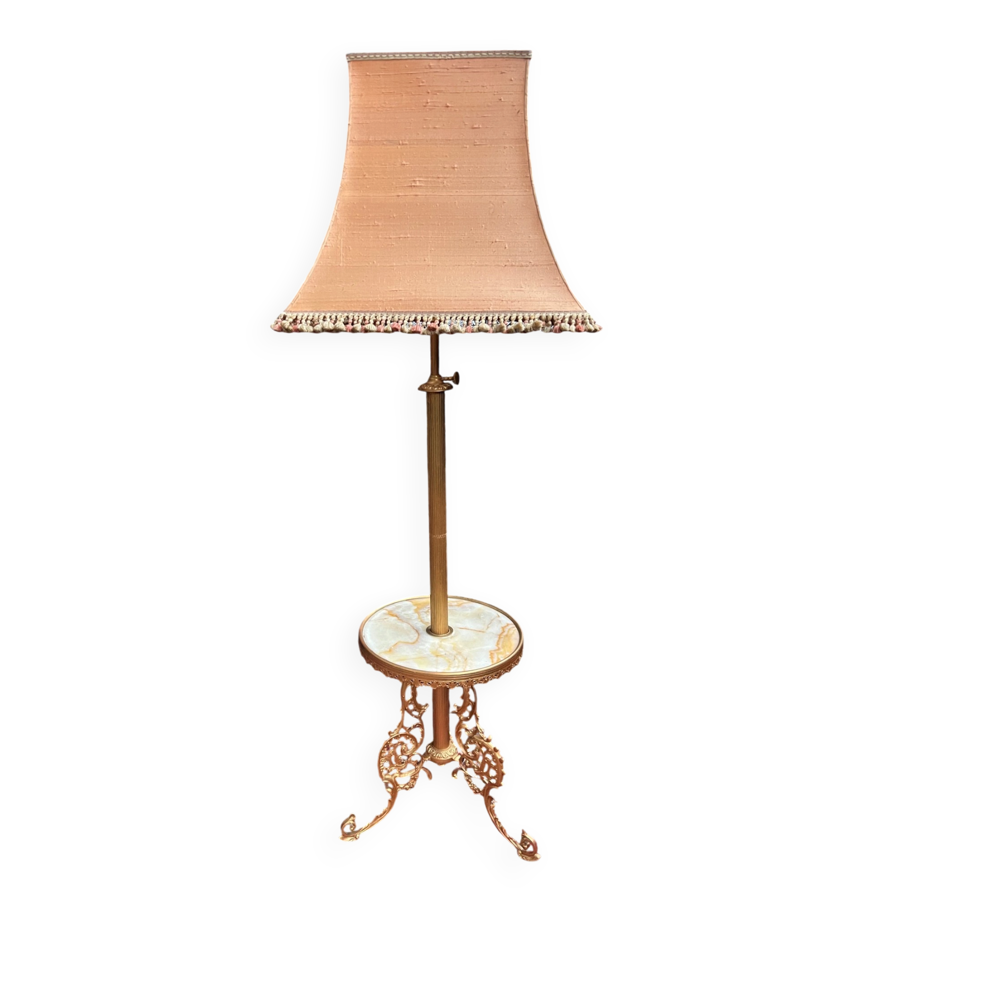 Floor lamp with telescopic base. Bronze, onyx.