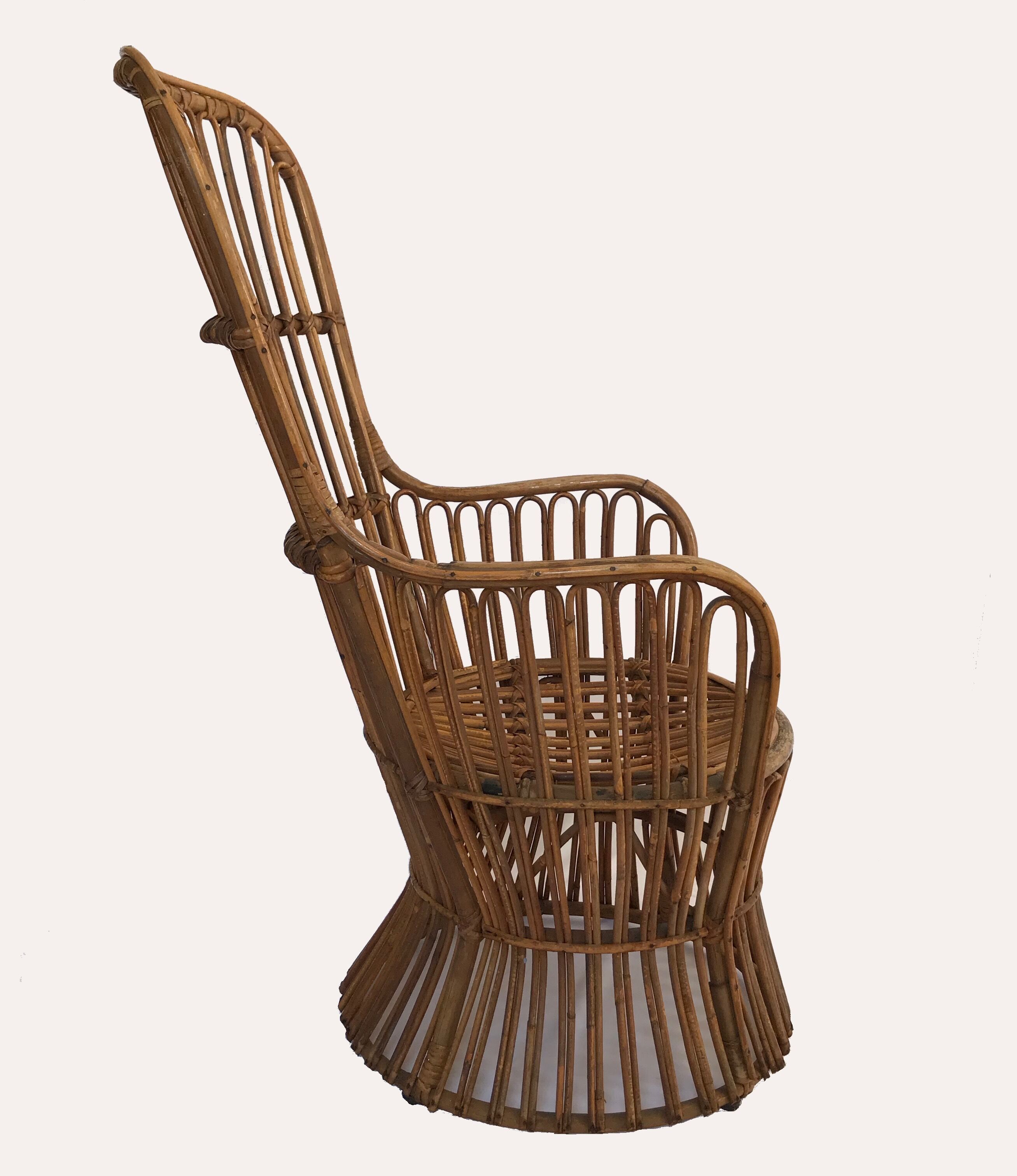 Rattan chair by Dal Vera, Italy 1950