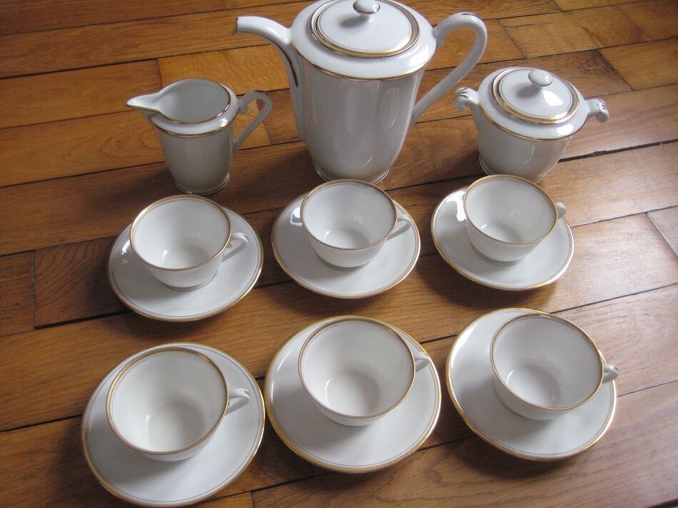 Service a cafe ancien, blanc et or, Limoges, 1940
