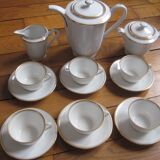 Antique coffee service, white and gold, Limoges, 1940