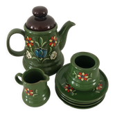 Set with coffee maker sugar milk pot and vintage Winterling plates
