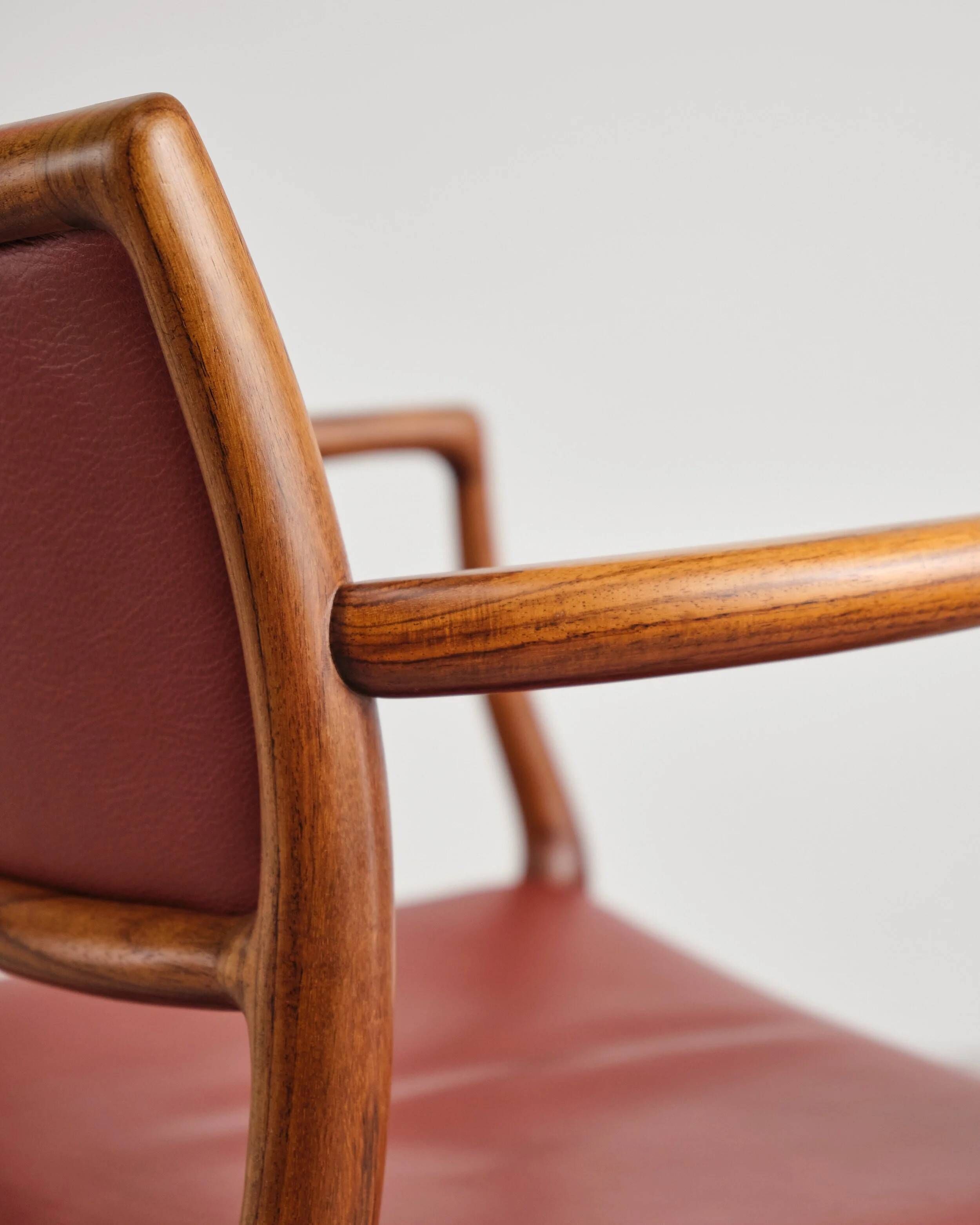 Armchair model 65 in oak and leather by Niels O. Møller, Denmark, 1960s.