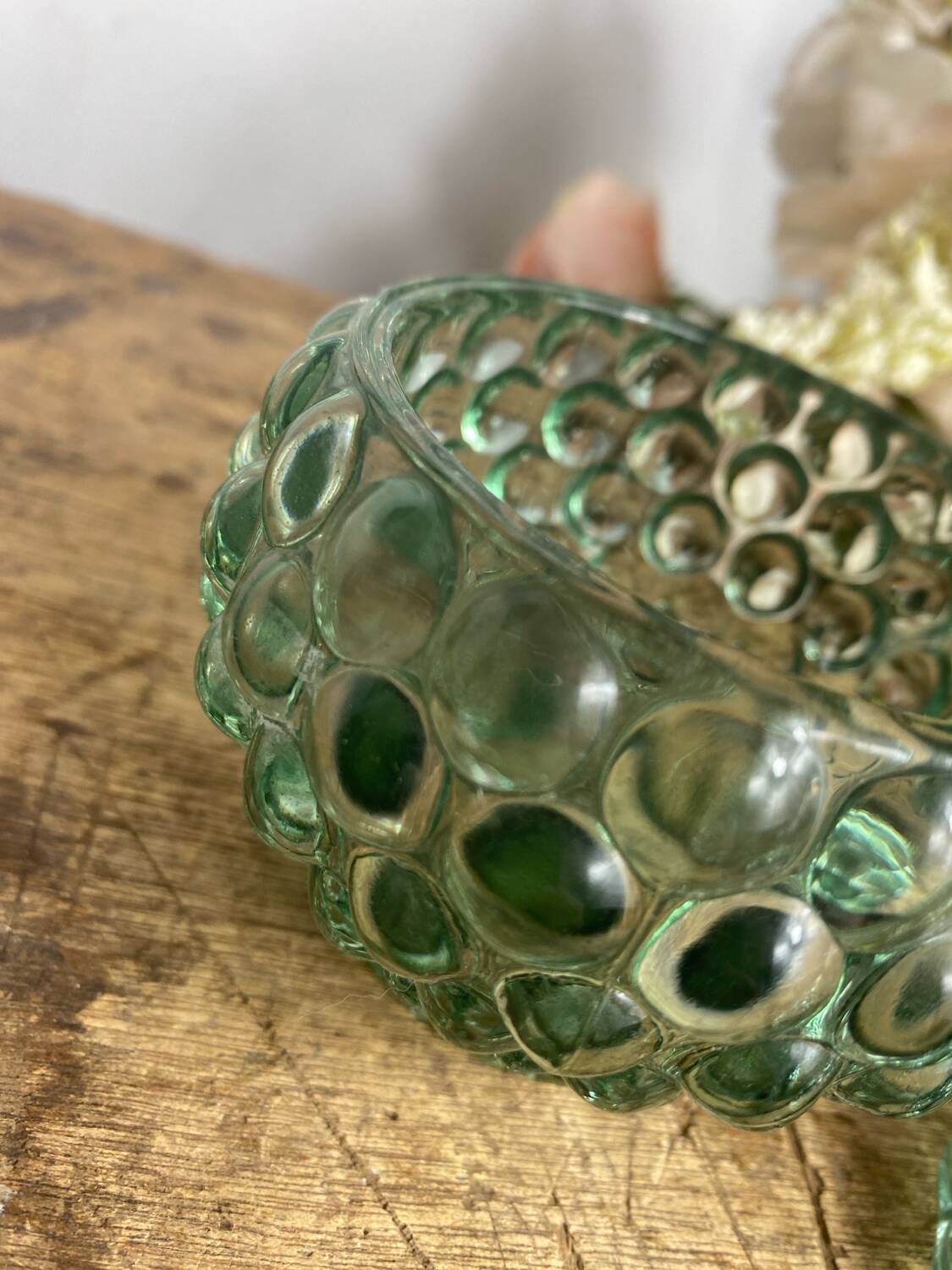 Glass candy box, embossed bubbles