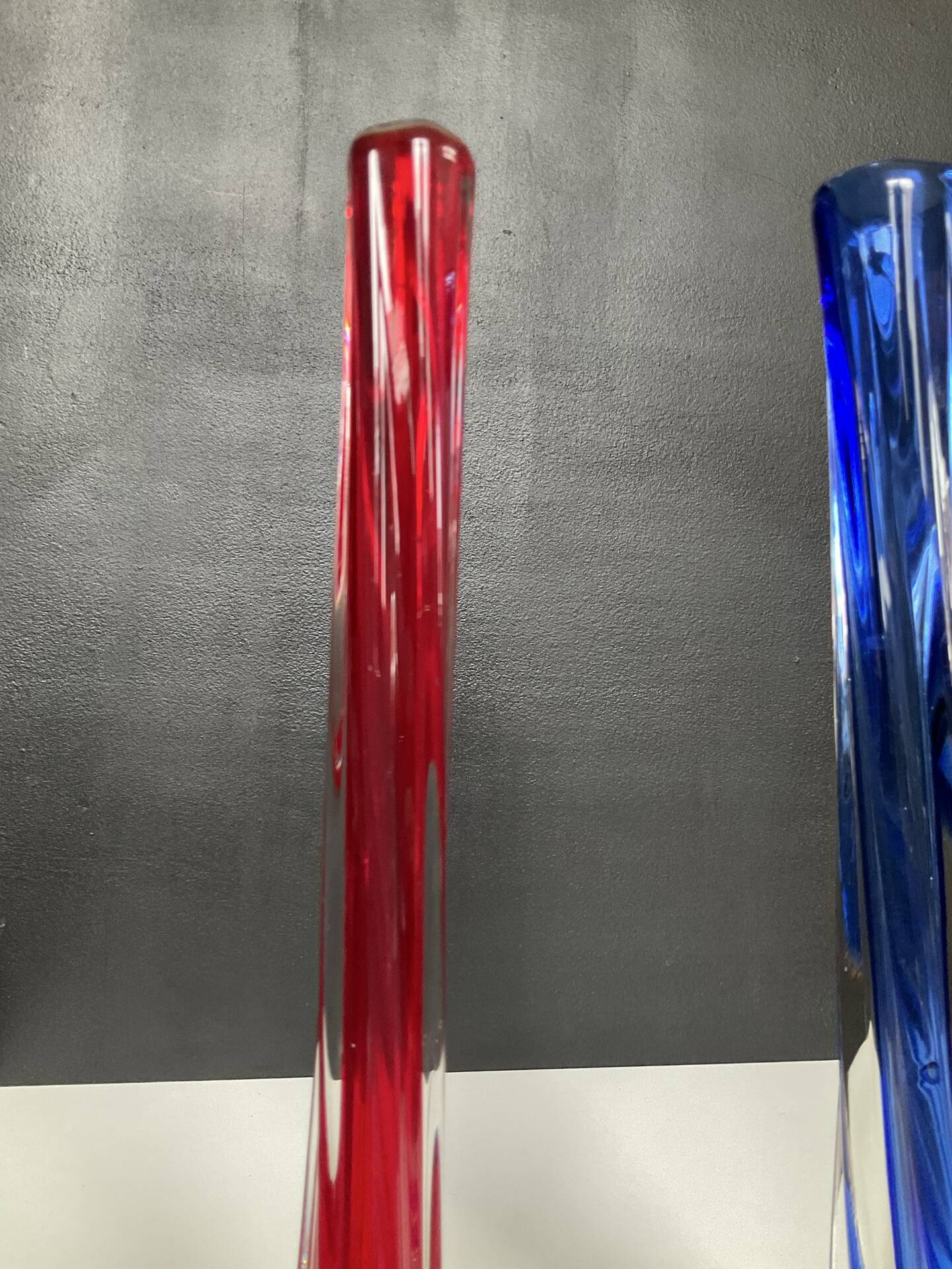Pair of vintage Muarno glass paste soliflore vases