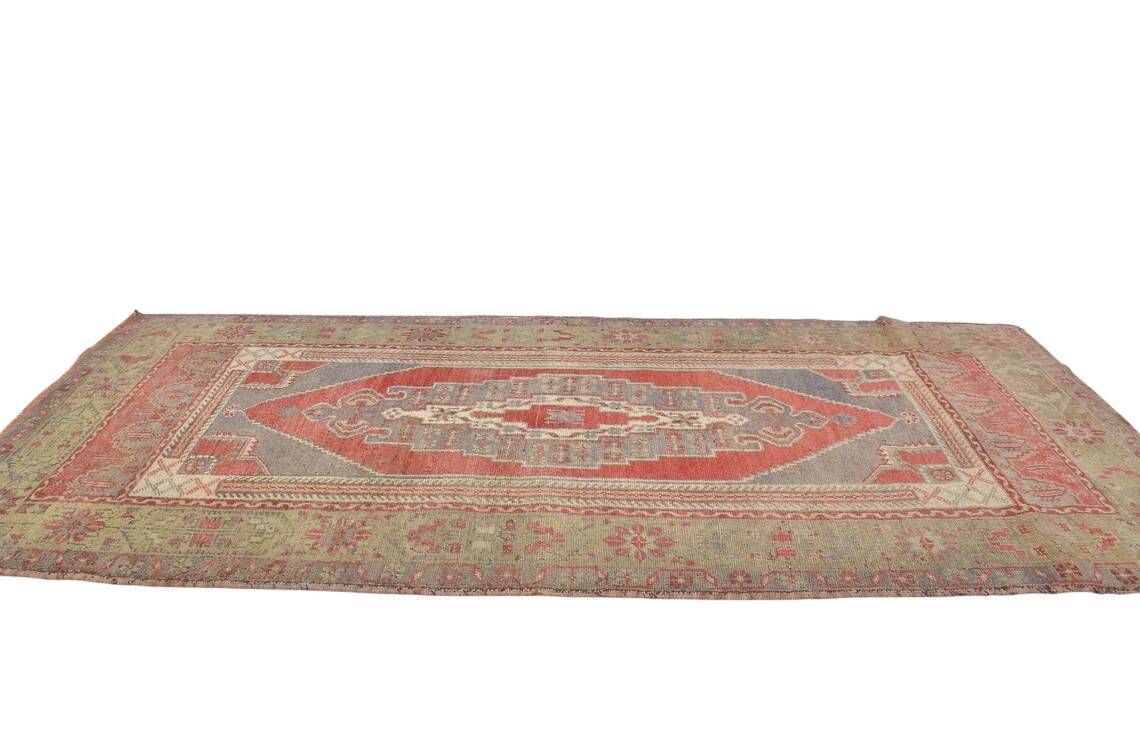Tribal Vintage Oushak Carpet