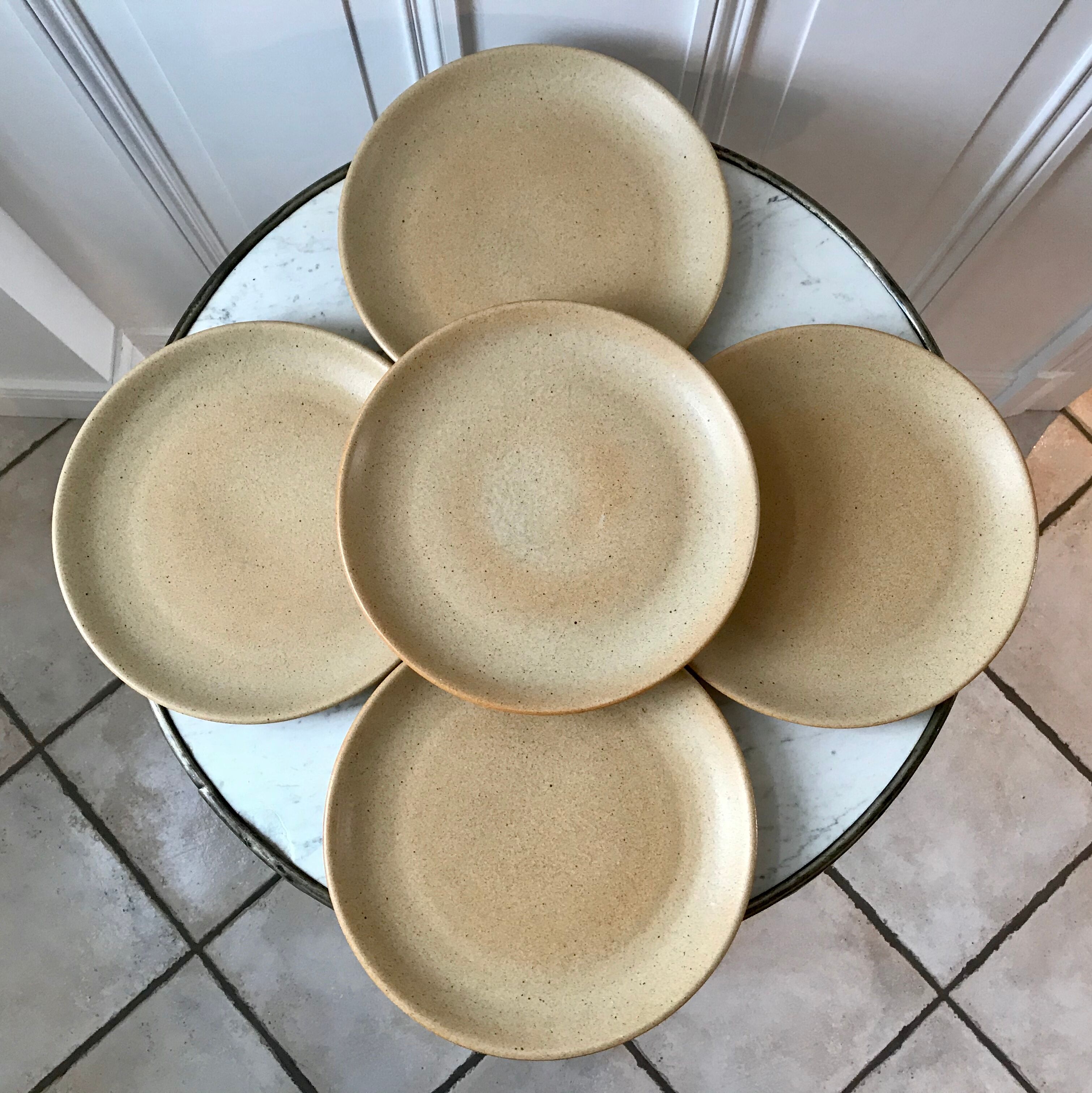 Set of 5 stoneware plates made in France 60s and 70s