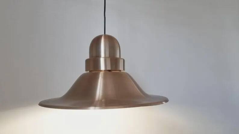 Large Midcentury Copper Pendant, Denmark, 1970s