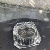Set of two elegant vintage transparent glass and crystal ashtrays